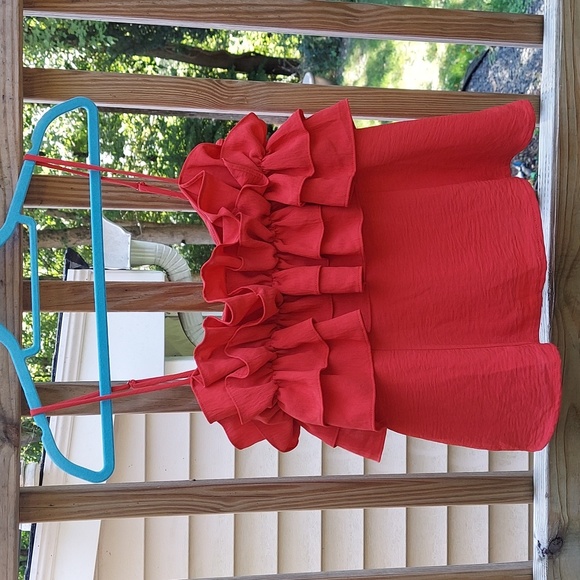 Sienna Sky Red Ruffle Spaghetti Strap tank Top Women's Sz XL - Picture 8 of 12